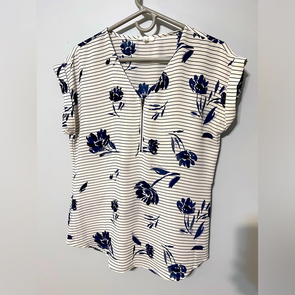 White and Navy oversized dress top